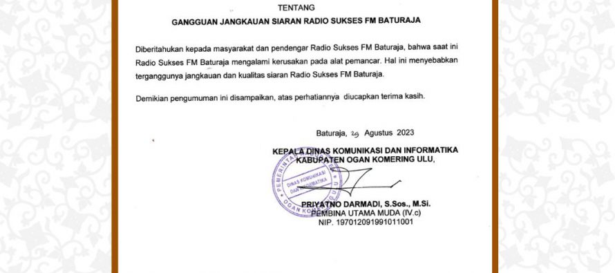 Diberitahukan Kepada Masyarakat dan Pendengar Radio Sukses FM Baturaja