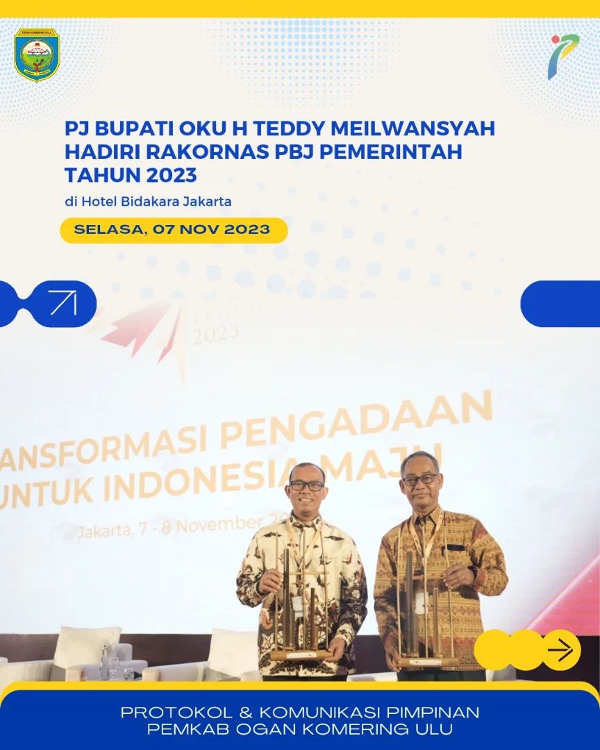 PJ Bupati OKU H Teddy Meilwansyah Hadiri Rakornas PBJ Pemerintah Tahun 2023